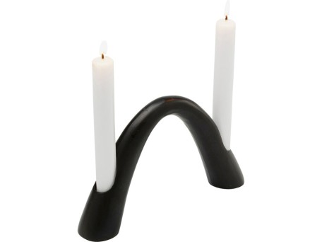 Κηροπήγιο Bow Duo Μεταλλικό Μαύρο 23*4*13εκ. - Μαύρο
