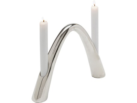 Κηροπήγιο Bow Duo Μεταλλικό Ασημί 28*5*21εκ. - Ασημί