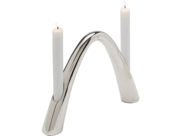 Κηροπήγιο Bow Duo Μεταλλικό Ασημί 28*5*21εκ. - Ασημί