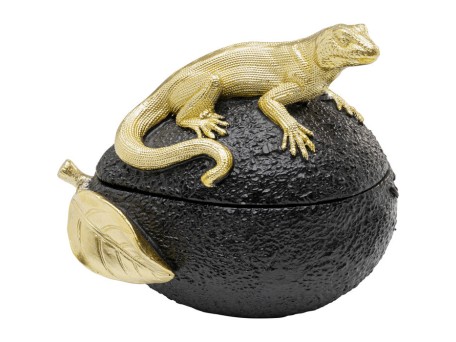 Διακοσμητικό Επιτραπέζιο Box Avocado Lizard Πολυρεσίνη Μαύρο 16.5x11x15εκ. - Μαύρο