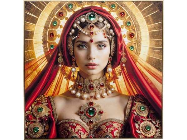 Πίνακας Καμβάς  Muse Halo Lady Χρυσός  100*5*100εκ. - Χρυσό