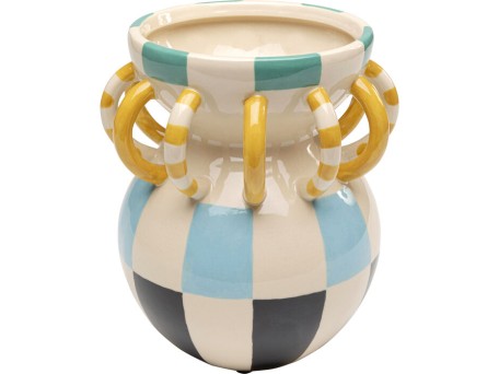 Βάζο Harlequin Handle Κεραμικό Πολύχρωμο 20*20*24εκ. - Πολύχρωμο