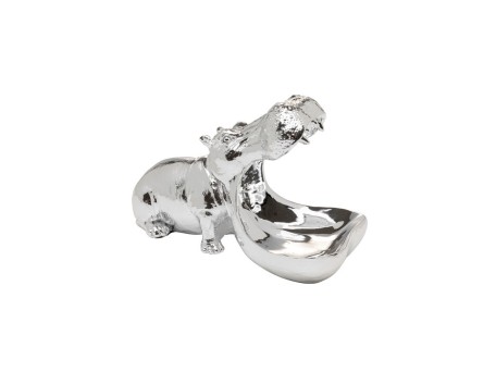 Διακοσμητικό Επιτραπέζιο Hungry Hippo Κεραμικό Ασημί 14*27*17εκ. - Ασημί