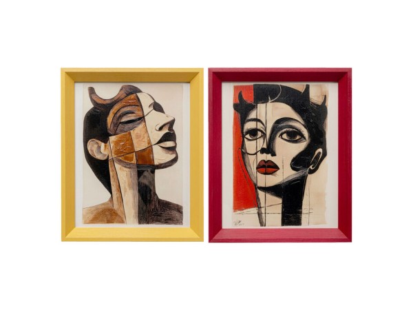 Framed Picture Portrait Modern 22x27cm (2/Set) - Πολύχρωμο