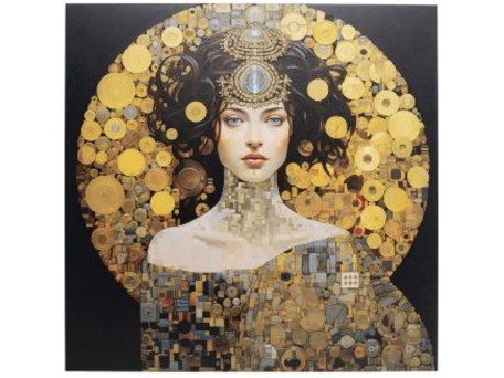 Glass Picture Art Nouveau Lady 3D 80x80cm - Καφέ