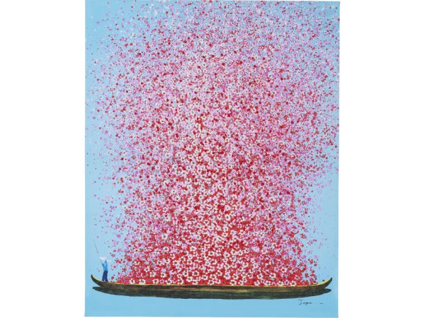 Canvas Picture Flower Boat Blue Pink 30x40cm - Μπλε Canvas Picture Flower Boat Blue Pink 30x40cm - Μπλε