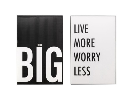 Πίνακας Καμβάς  (2/Set) Big Live More Ασπρόμαυρος  40*3*60εκ. - Ασπρόμαυρο