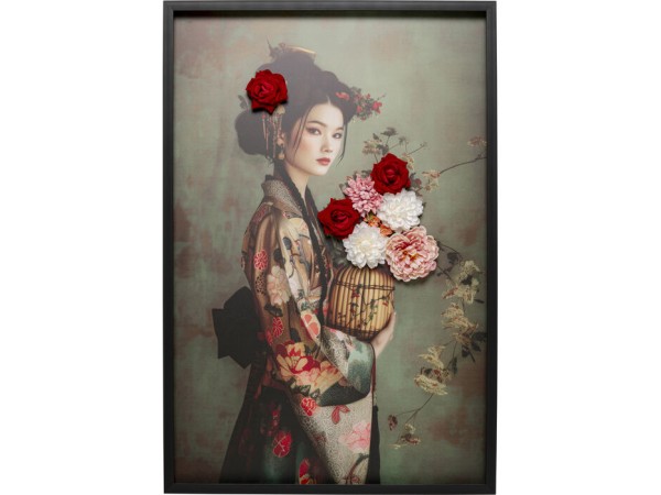 Πίνακας Καμβάς Kimono Girl Κόκκινος 84x4.5x124εκ - Πολύχρωμο
