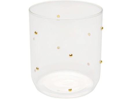Ποτήρι Νερού  Glam Dots Gold Γυαλί Διάφανο 8*8*9εκ. - Χρυσό