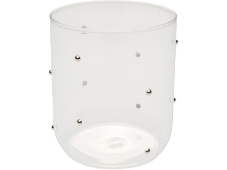 Ποτήρι Νερού  Glam Dots Silver Διάφανο Γυαλί 8*8*9εκ. - Ασημί