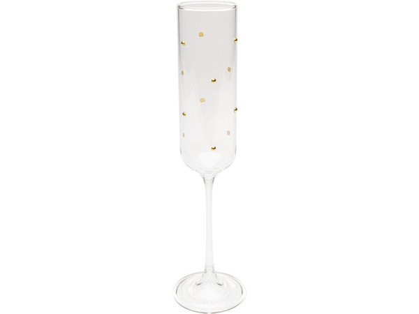 Ποτήρι Σαμπάνιας   Glam Dots Γυαλί Διάφανο 6.5*6.5*24εκ. - Χρυσό