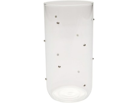 Ποτήρι Νερού  Glam Dots Silver Γυαλί Διάφανο 7*7*14εκ. - Ασημί