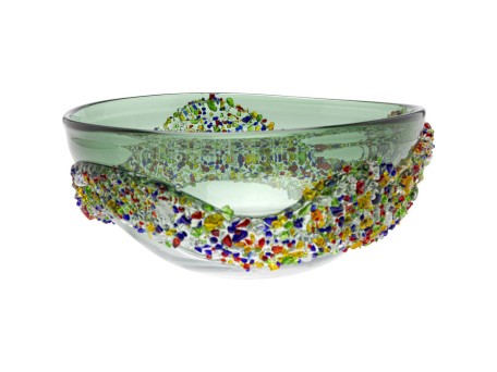 Διακοσμητικό Μπολ  Glitter Circle Γυαλί Πράσινο 27x27x12εκ. - Πράσινο