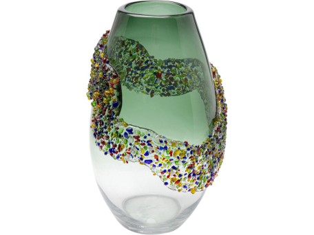 Βάζο Glitter Circle Γυαλί Πράσινο 21x21x33εκ. - Πορτοκαλί