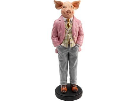 Διακοσμητικό Επιτραπέζιο  Gentleman Pig Κεραμικό 15x14x44εκ. - Ροζ