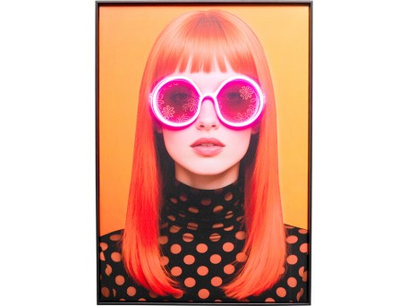 Πίνακας  Lady Sunglasses Pink LED 50x3.8x70εκ. - Πολύχρωμο