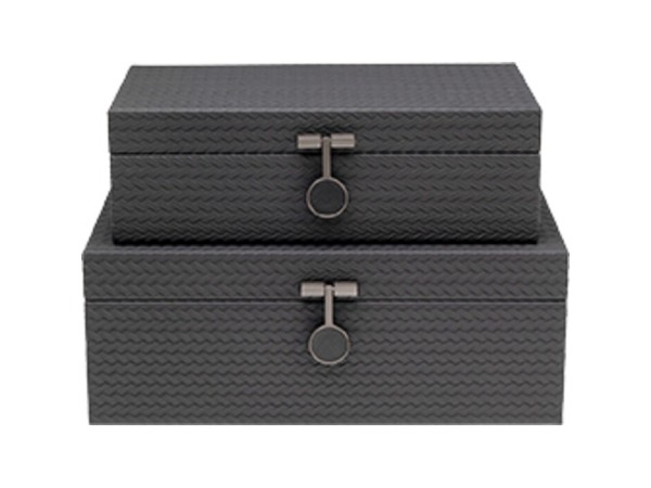 Κουτί Αποθήκευσης Box Key (2/Set) Δερματίνη Γκρι 35x32x13εκ. - Γκρι