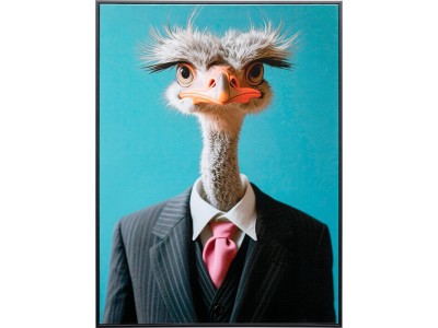 Πίνακας Καμβάς Mister Ostrich Μπλε  45x2.5x60εκ. - Μπλε