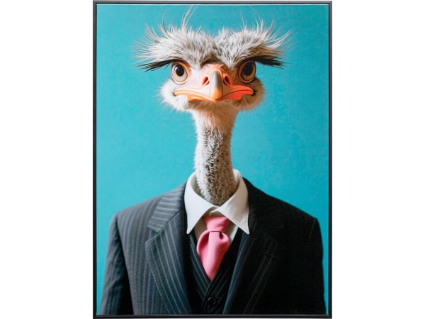 Πίνακας Καμβάς Mister Ostrich Μπλε  45x2.5x60εκ. - Μπλε