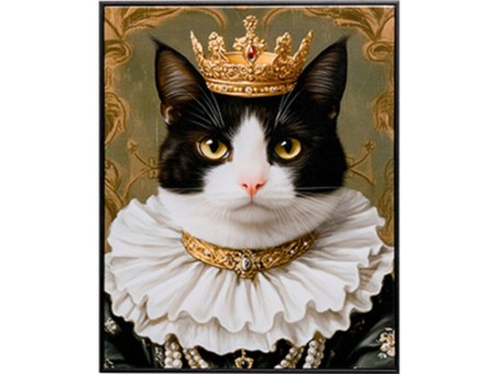 Πίνακας Καμβάς  Prinzess Cat Μαύρη 40x2.5x50εκ. - Μαύρο