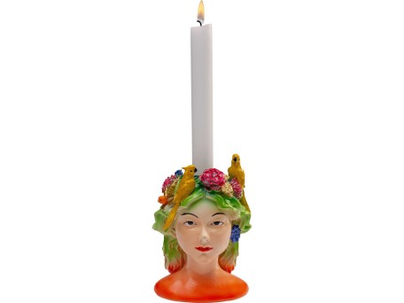 Κηροπήγιο Parrot Lady Κεραμικό Πολύχρωμο 11x10x15εκ. - Πολύχρωμο