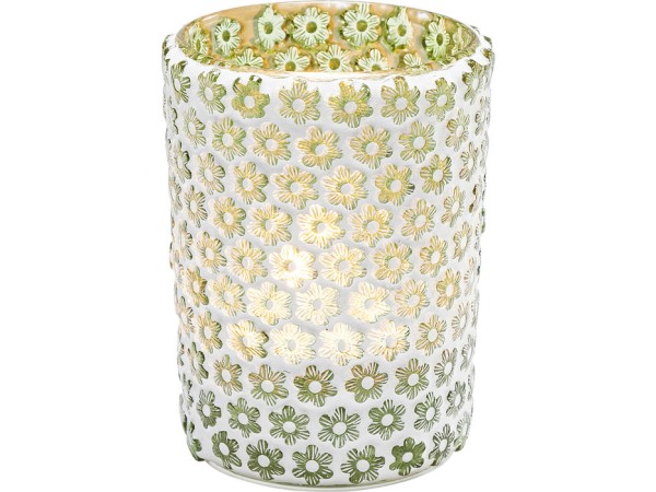 Κηροπήγιο Starlet Λουλούδια Πράσινο Μικρό Γυάλινο