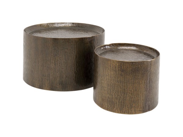 Τραπέζι Μέσης Σετ 2 Τεμάχια Casablanca Καφέ Μέταλλο Στρόγγυλο 60x60x35 εκ. - Καφέ