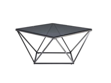 Τραπέζι Μέσης Cristallo Γυαλί/Μεταλλικό Γκρι 80x80x45εκ. - Γκρι