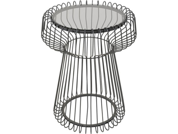 Τραπέζι Βοηθητικό Lisboa Μαύρο Γυαλί Στρόγγυλο 38x38x48 εκ. - Μαύρο