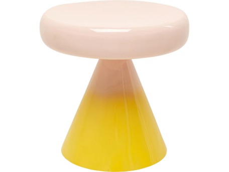 Τραπέζι Βοηθητικό Rici Ροζ/Κίτρινο Μέταλλο Στρόγγυλο 42x42x40 εκ. - Ροζ