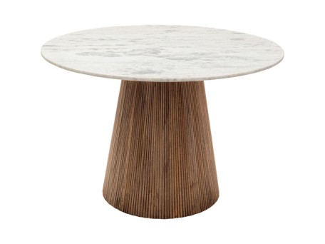 Τραπέζι Τραπεζαρίας Grace Άσπρο Μάρμαρο Στρόγγυλο 115x115x75 εκ. - Καφέ