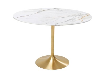 Τραπέζι Invitation Set Μάρμαρο Λευκό  120*120*76εκ. - Χρυσό