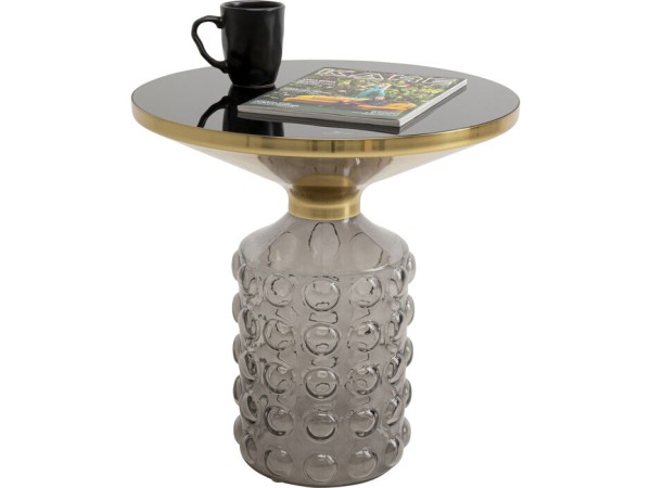 Τραπέζι Βοηθητικό  Lolla Γυαλί Μπεζ/Γκρι 50*50*52εκ. - Γκρι