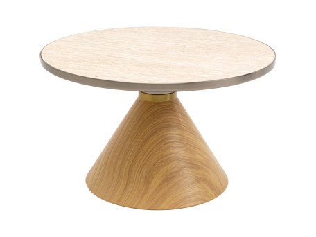 Τραπέζι Μέσης Cono Oak Travertin Μπεζ 70x70x42εκ. - Μπεζ