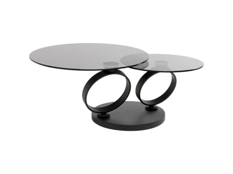 Τραπέζι Μέσης  Beverly Smoke Γυαλί Μαύρο  132x80x42εκ. - Μαύρο
