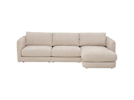 Καναπές Γωνιακός Δεξιός Karma Ύφασμα/Ξύλο Μπεζ 295x160x85εκ. - Μπεζ