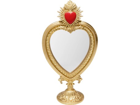 Καθρέφτης Επιτραπέζιος Flaming Heart Κεραμικός Χρυσός  36.5*9*30εκ. - Χρυσό