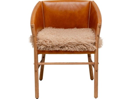 Πολυθρόνα Halva Δερμάτινη Καφέ 63*61*81εκ. - Καφέ