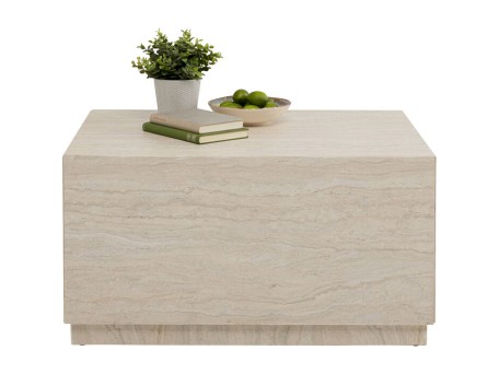 Τραπέζι Μέσης  Travertino Trunk Μάρμαρο Μπεζ 80*60*45εκ. - Μπεζ