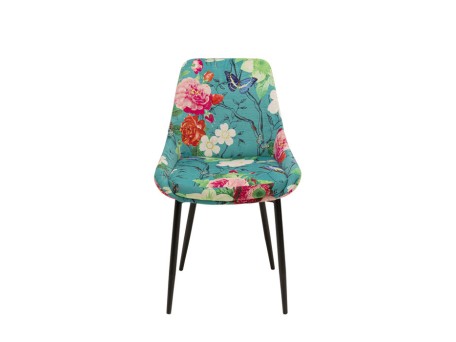 Καρέκλα East Side Flower Fever Βελούδο Πολύχρωμη 48*55*85.5εκ. - Μπλε