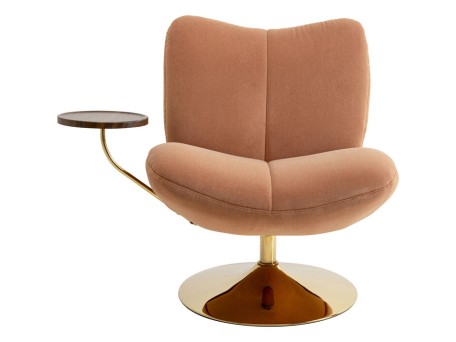 Πολυθρόνα Περιστρεφόμενη  Pigalle Βελούδο Καφέ 70*75*84.5εκ. - Καφέ