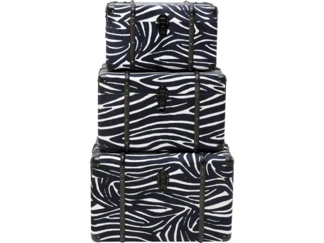 Μπαούλα  Wild Animal Zebra Ασπρόμαυρα  (3/Set) - Ασπρόμαυρο