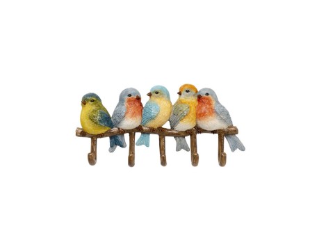 Κρεμάστρα Τοίχου  Birds Tweed Κεραμική Πολύχρωμη 35.5*4.2*17.5εκ. - Πολύχρωμο