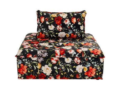 Στοιχείο Καναπέ Portofino Flowers Μαύρο 106x106x75 εκ - Μαύρο