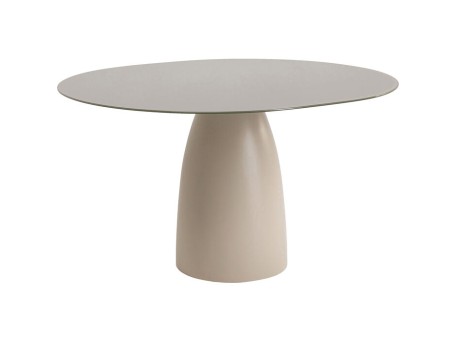 Τραπέζι Terry Γυαλί Μπεζ 140x120x76εκ. - Γκρι