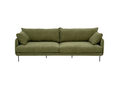 Καναπές Τριθέσιος Edna Ύφασμα Πράσινος  245x110x85εκ. - Πράσινο