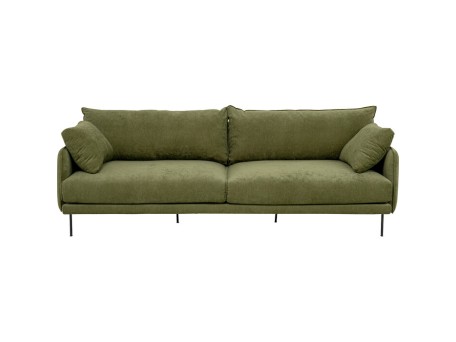 Καναπές Τριθέσιος Edna Ύφασμα Πράσινος  245x110x85εκ. - Πράσινο