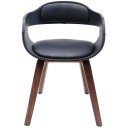 Καρέκλα Costa Walnut Δερματίνη Μαύρη 52x50x71.5εκ - Μαύρο