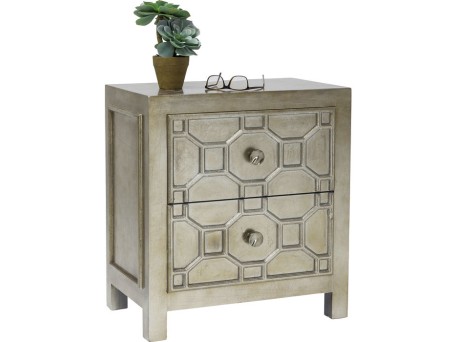 Κομοδίνο Alhambra Ξύλο Ασημί  58.5x37.5x65εκ - Ασημί