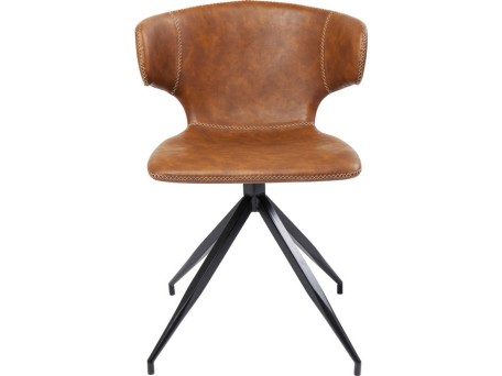 Καρέκλα Rusty Δερματίνη  Καφέ 55x54x79εκ - Καφέ